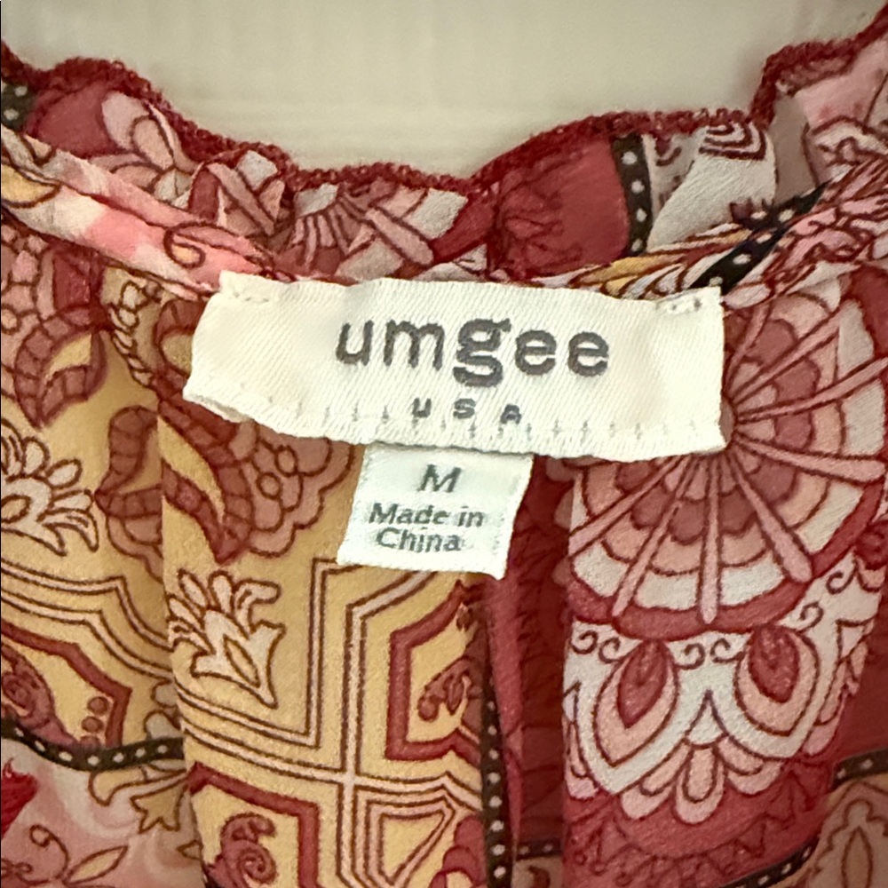 Umgee Red And Pink Patchwork Blouse - image 2